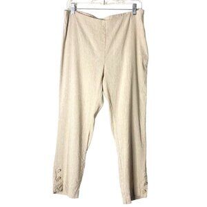 J. Jill Women's Beige Mid Rise Elastic Waist Linen Blend Stretch Pant Size M